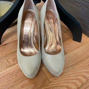 BCBG Platform Suede Nude Pumps
